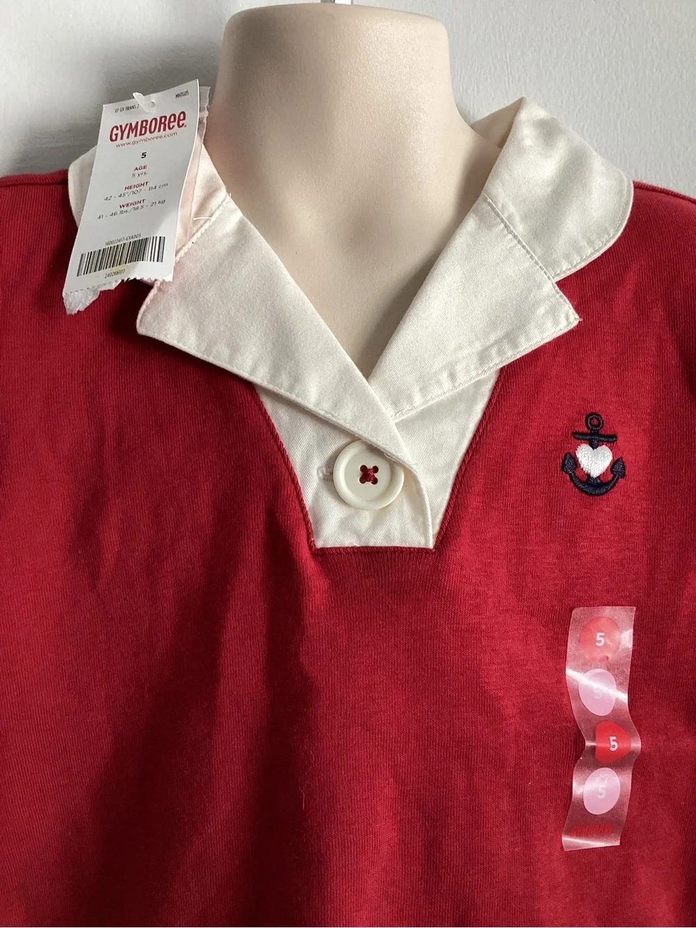 Gymboree Red Polo Top with Cream Sailor Collar